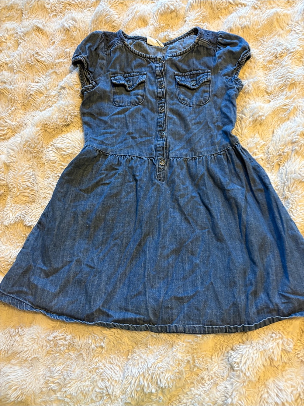 Girls Denim Button-Front crazy 8 Dress size 7- Blue
